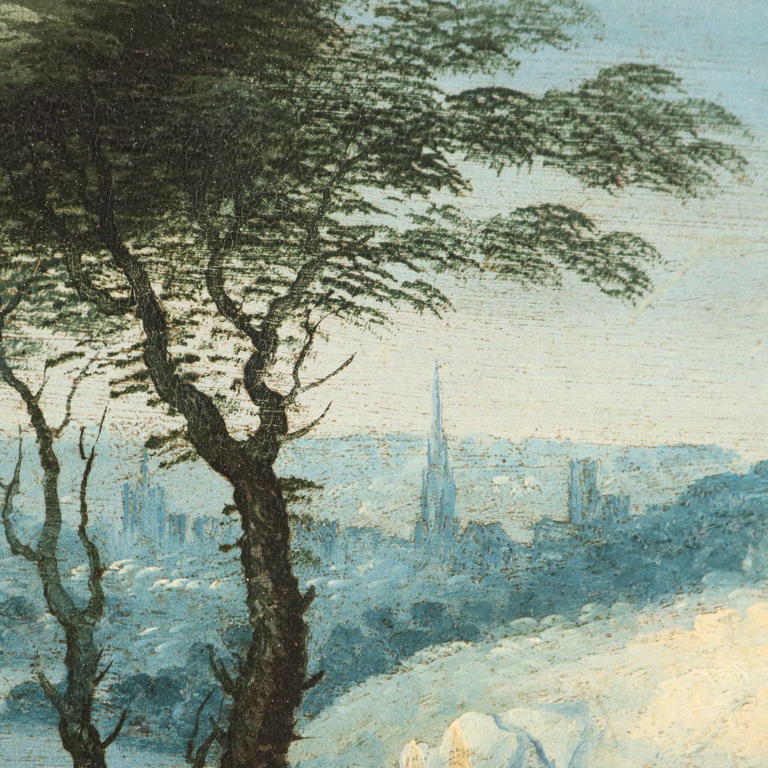 Painting Flemish Landscape with Figures 16th century 3