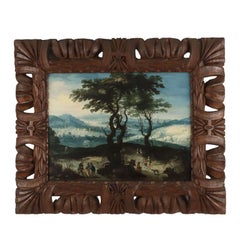 Peinture Paysage flamand avec figures 16e siècle