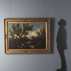 Painting River Landscape with Figures 18th century