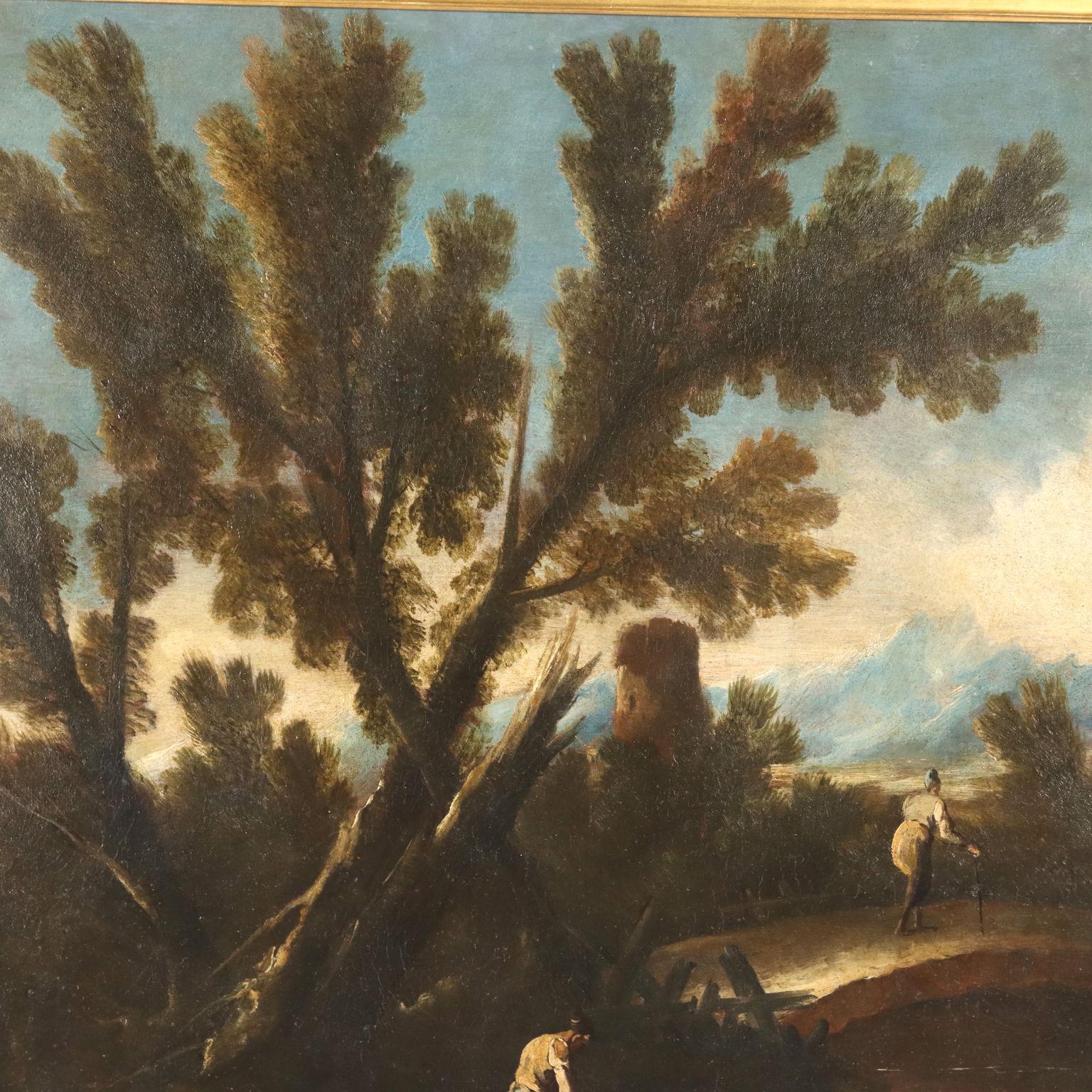 Dipinto Paesaggio Fluviale con Figure XVIII secolo im Angebot 2