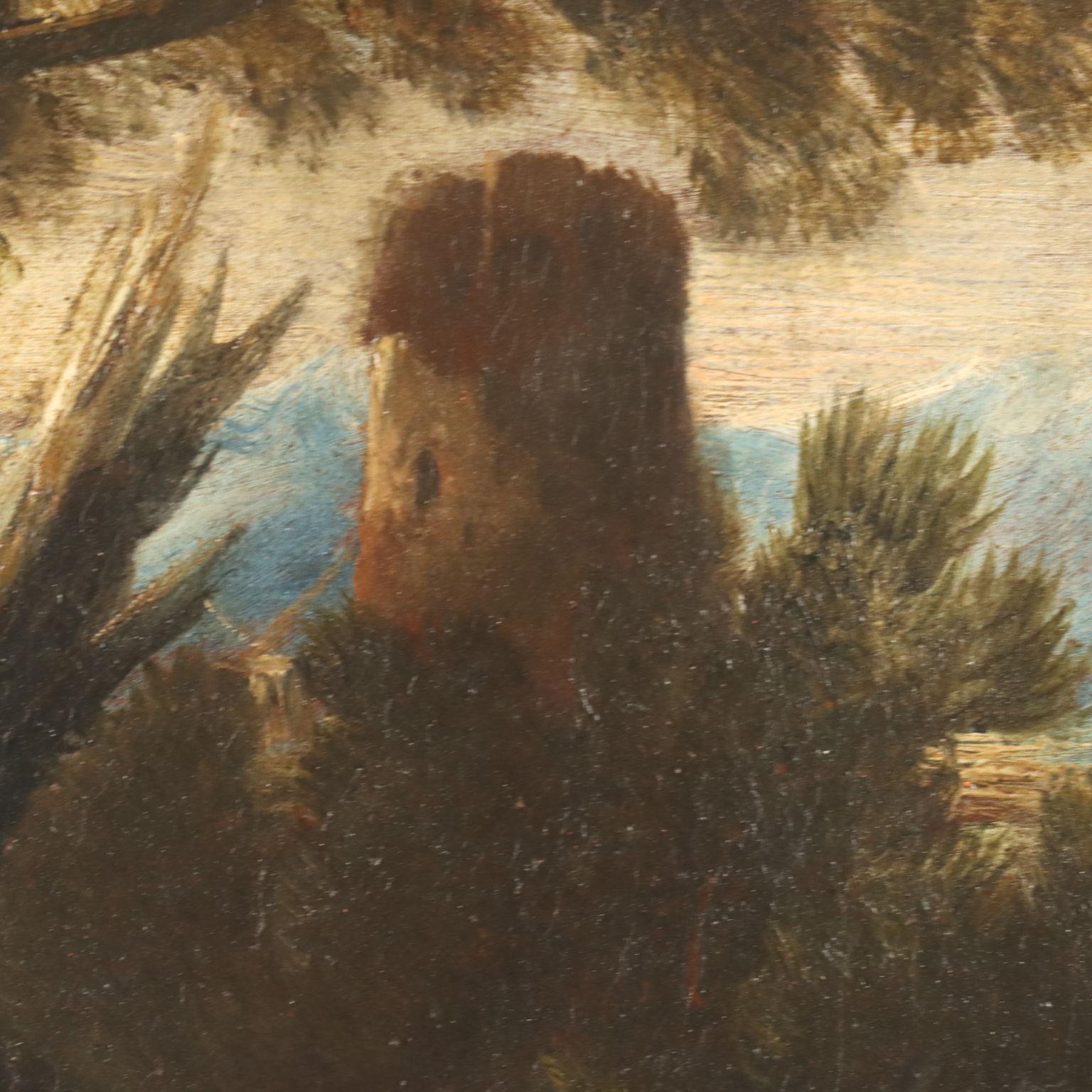 Dipinto Paesaggio Fluviale con Figure XVIII secolo im Angebot 3