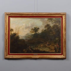 Dipinto Paesaggio Fluviale con Figure XVIII secolo