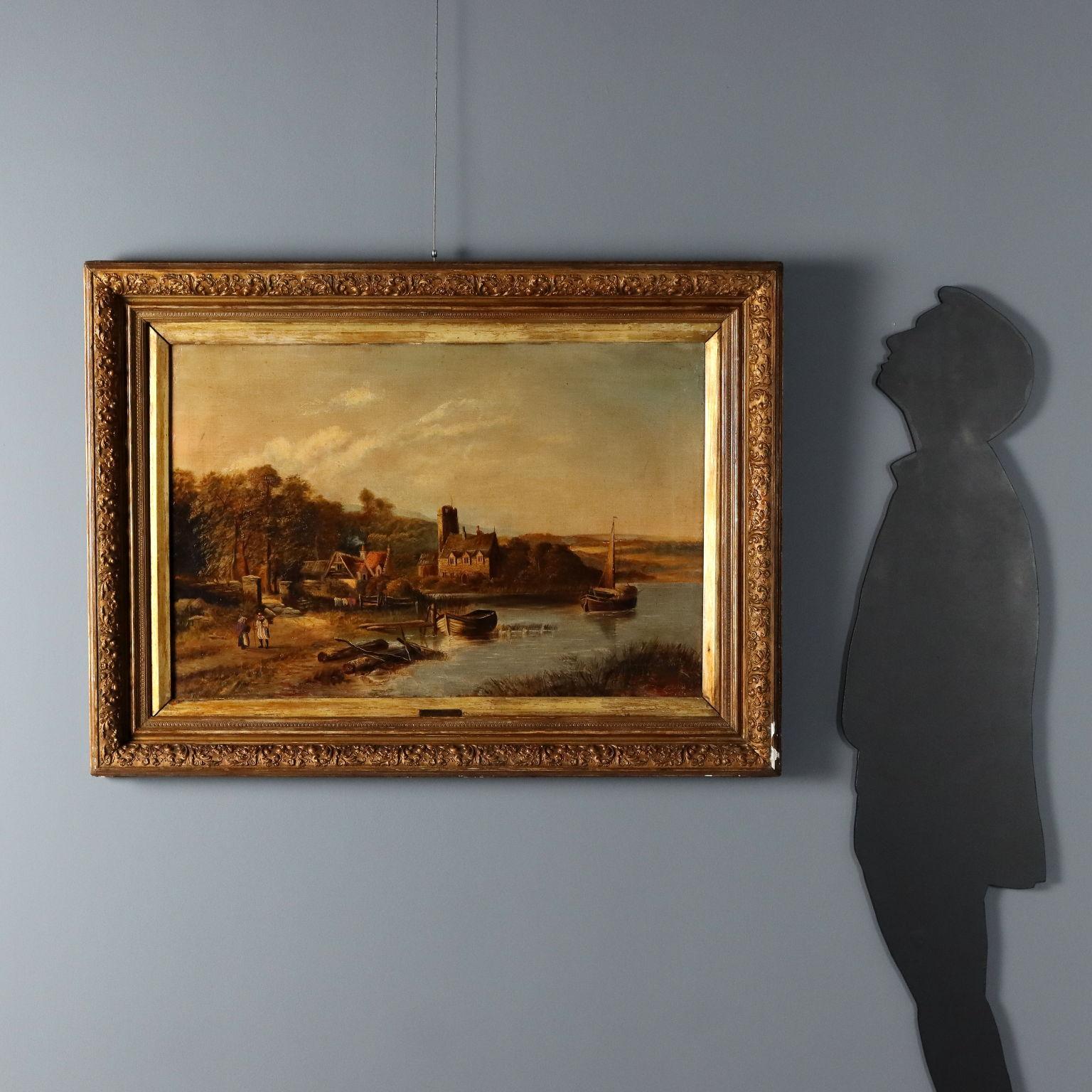 Dipinto Paesaggio Fluviale fine 800 - Painting di Unknown