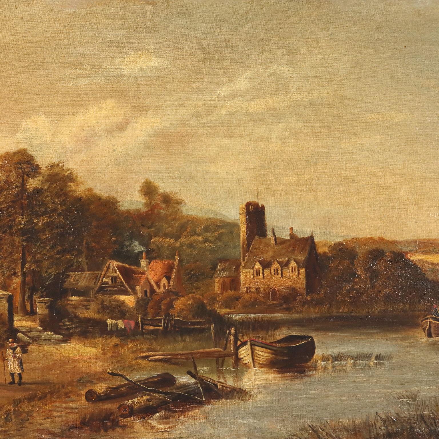 Dipinto Paesaggio Fluviale fine 800 - Painting Altro stile artistico di Unknown