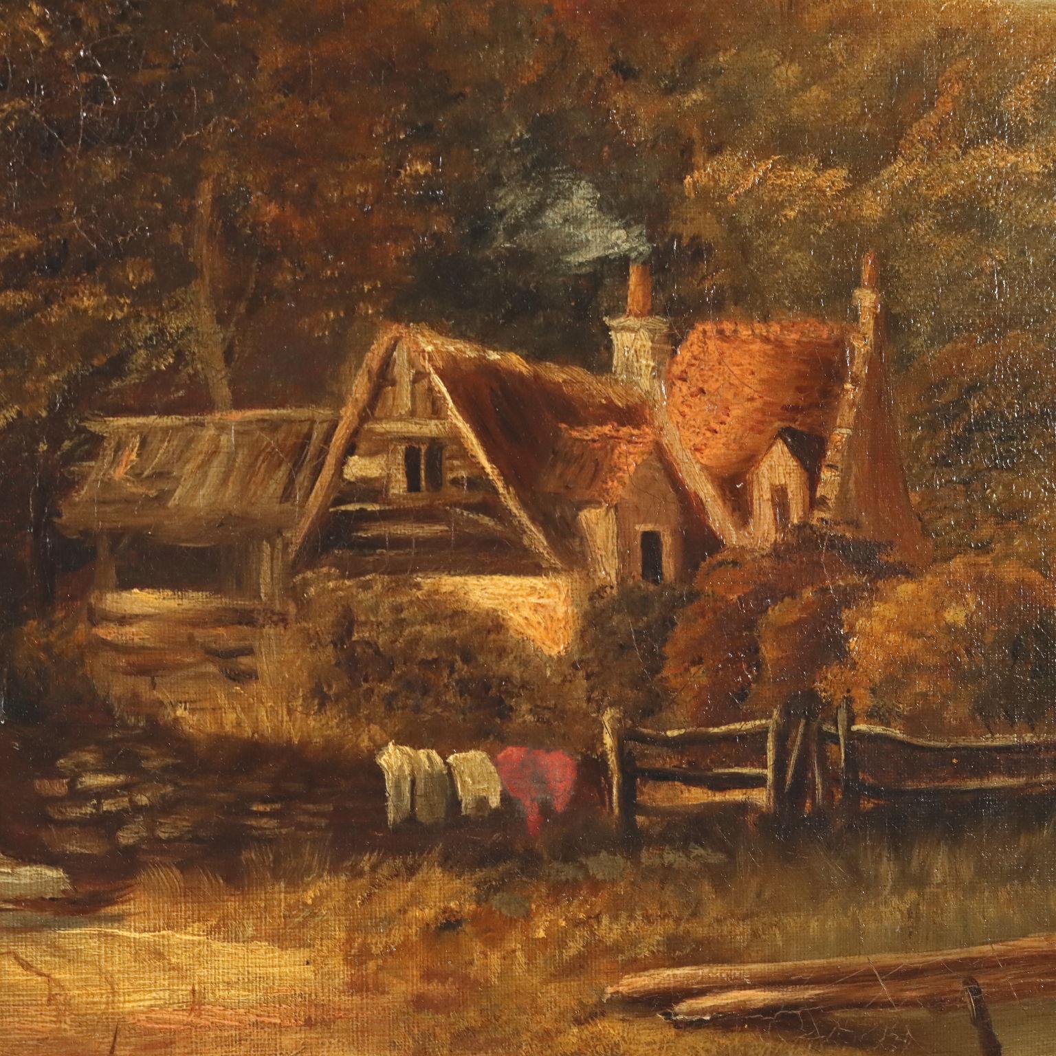 Dipinto Paesaggio Fluviale fine 800 in vendita 2