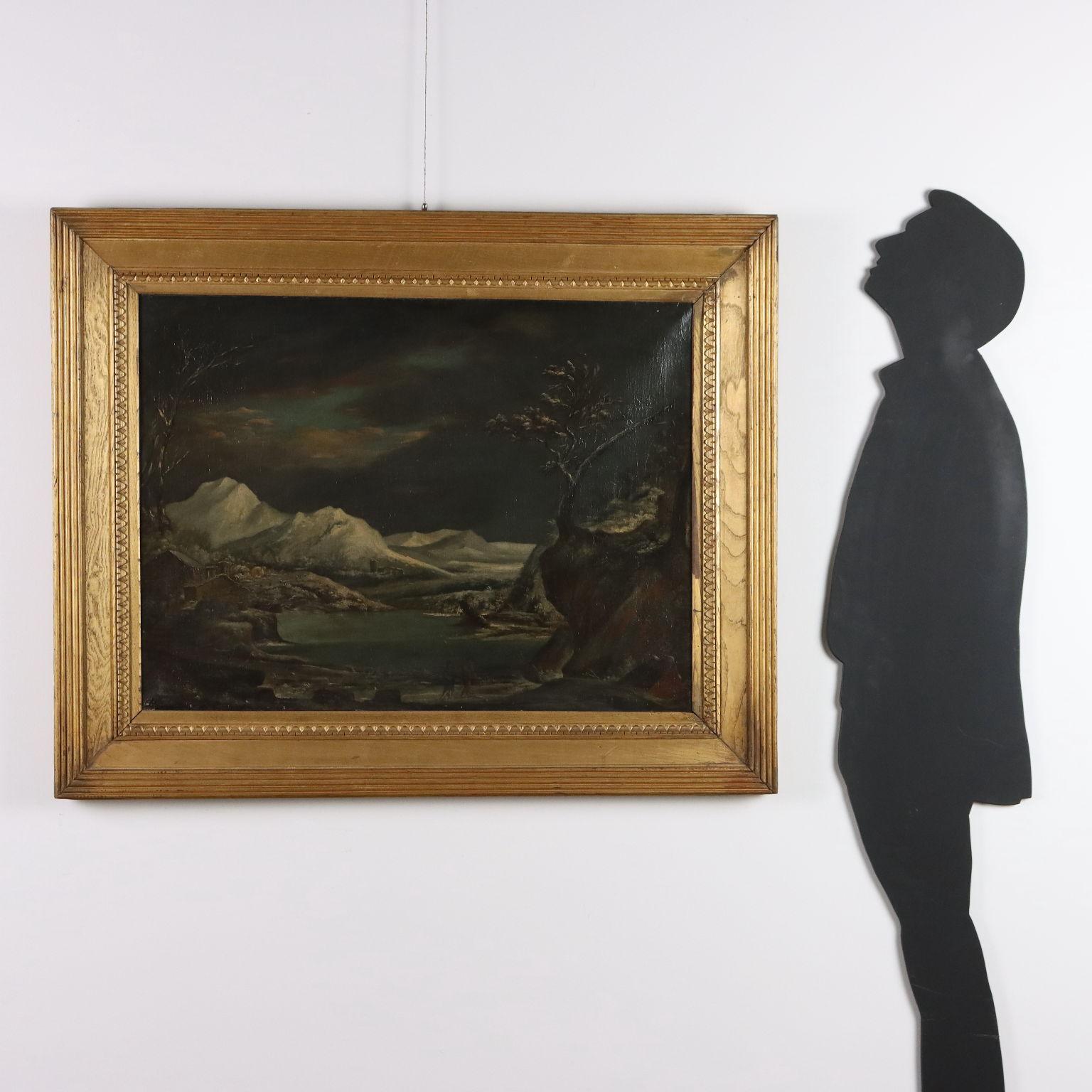 Malerei Winterlandschaft mit Figuren Ende 1700 Anfang 1800 – Painting von Unknown