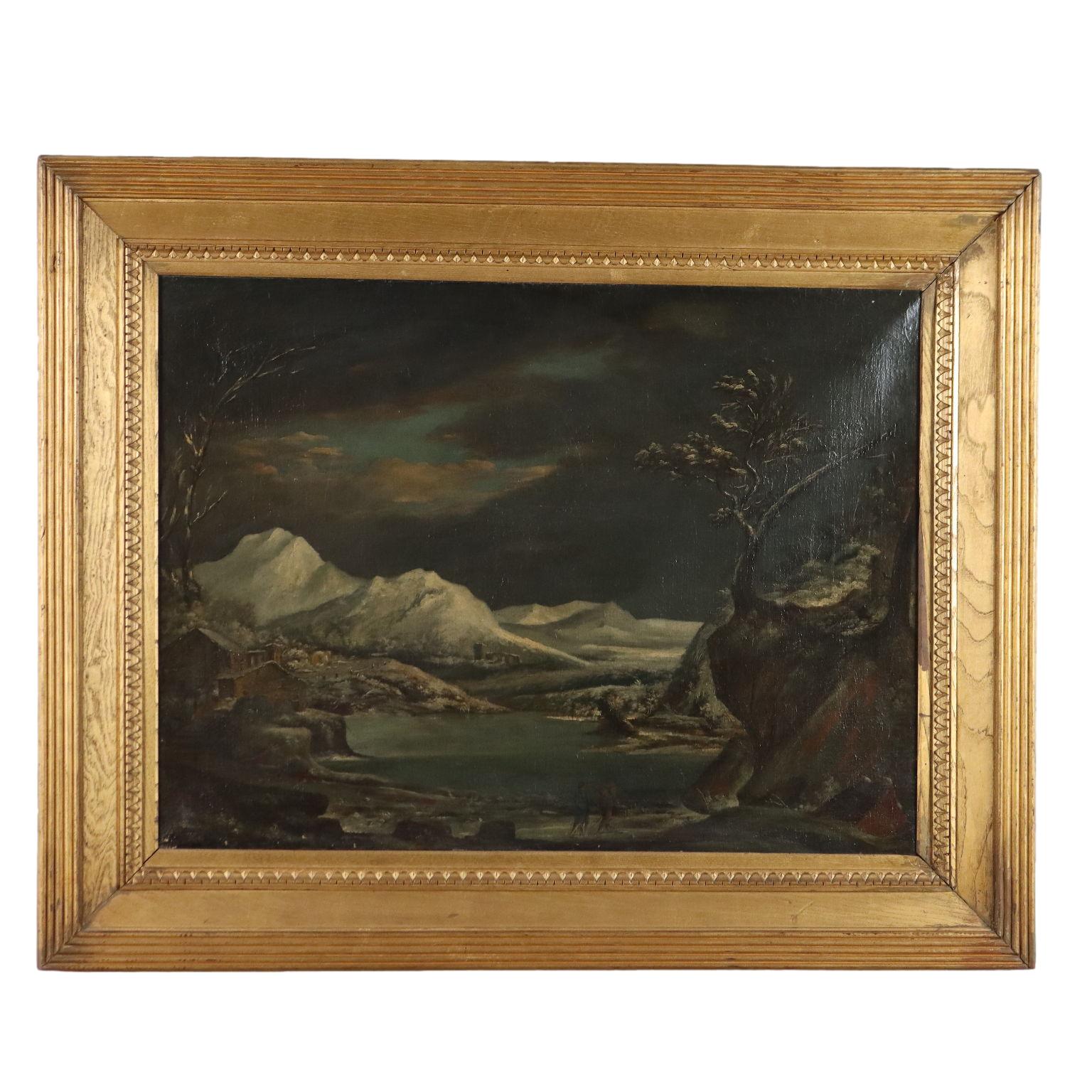 Malerei Winterlandschaft mit Figuren Ende 1700 Anfang 1800