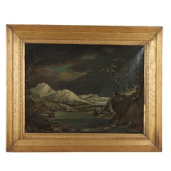 Painting Winter Landscape with Figures late 1700s early 1800s