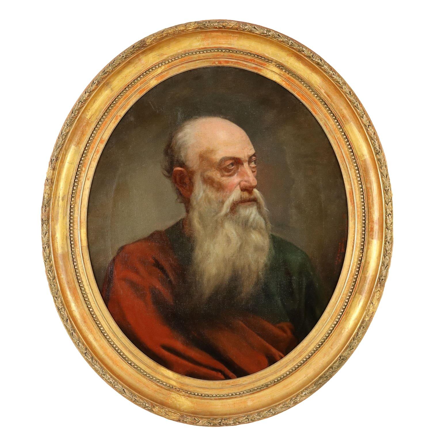 Unknown Portrait Painting - Dipinto Ritratto di Antico Filosofo 1875
