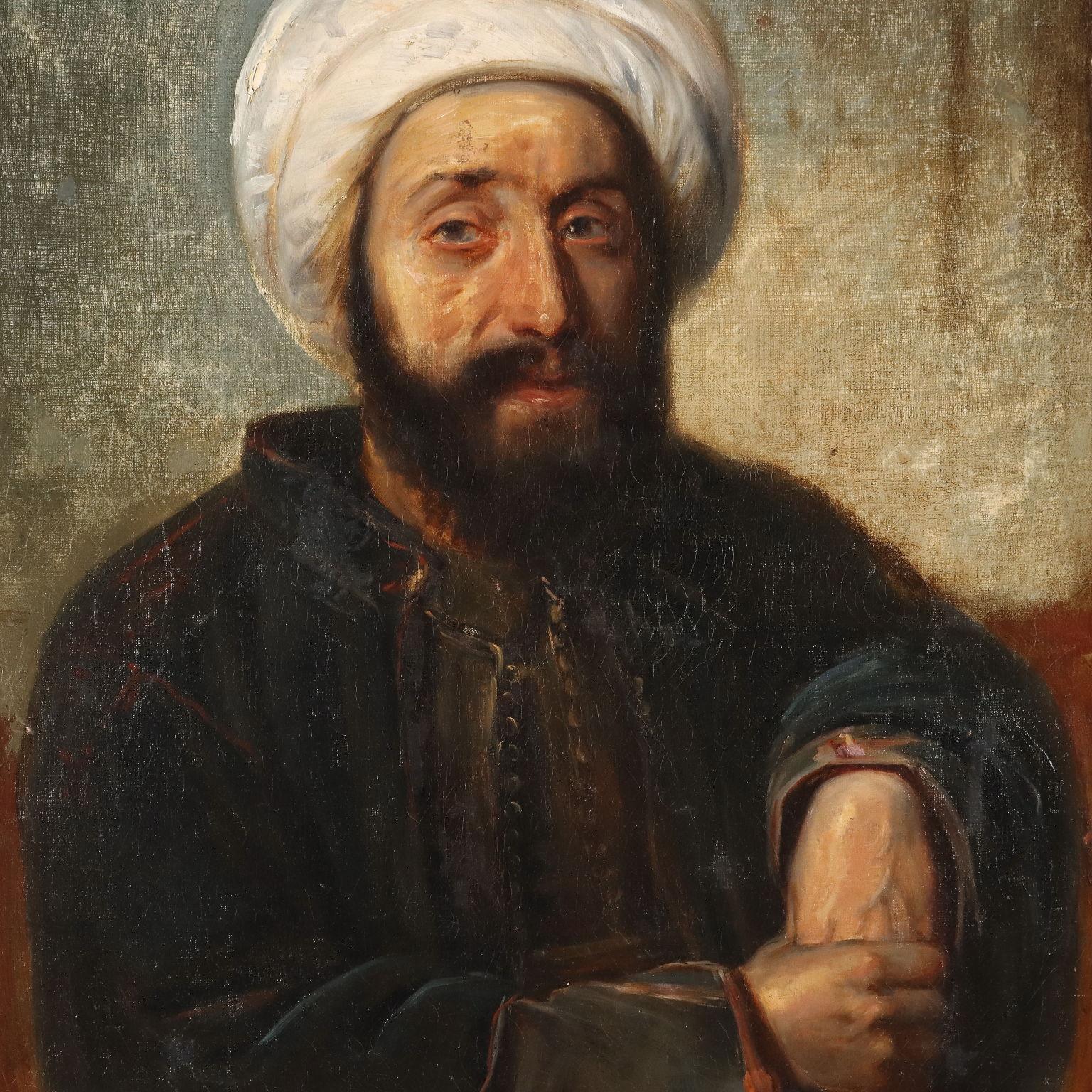 Dipinto Ritratto di Arabo con Turbante XIX secolo - Portrait Painting Brown de Unknown