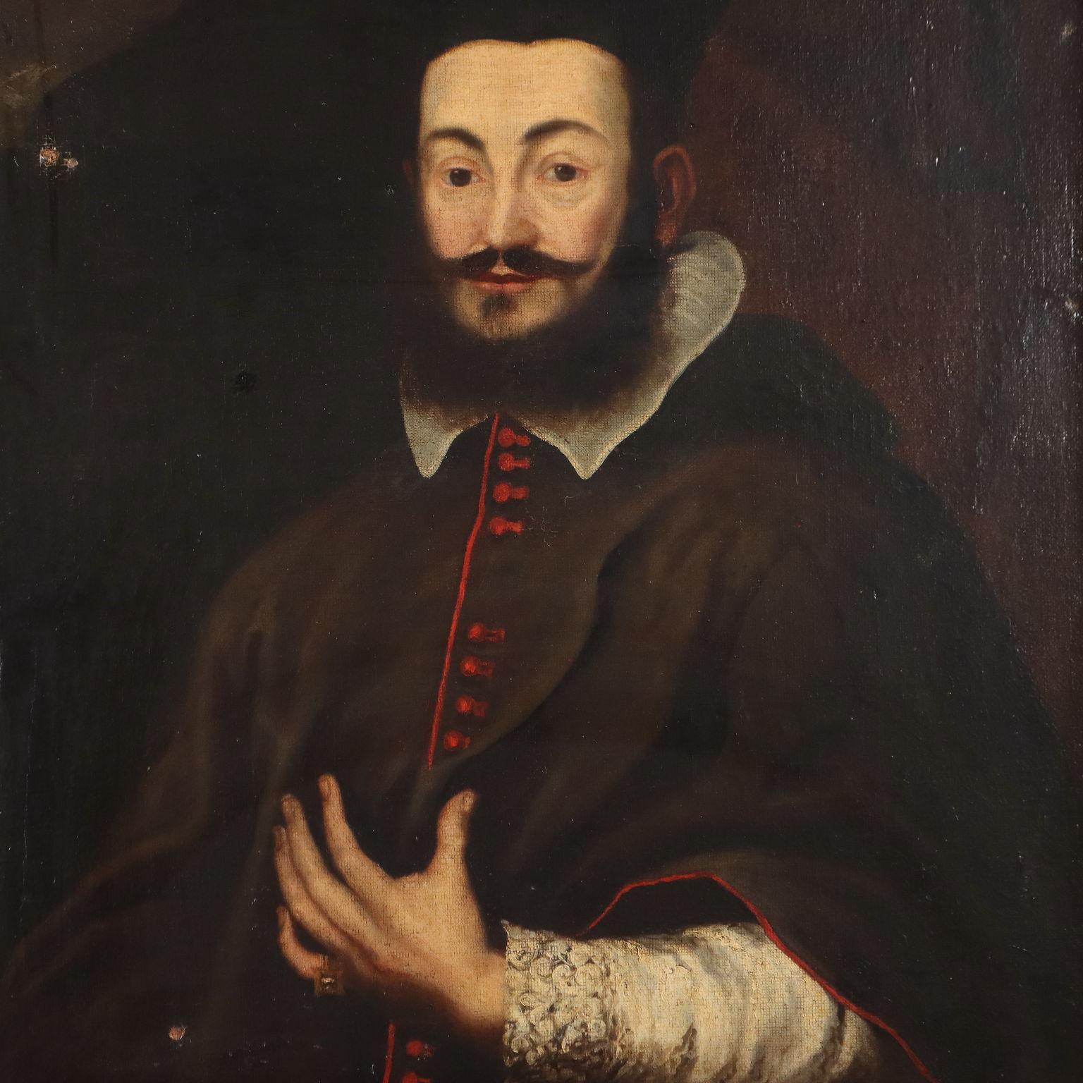 Dipinto Ritratto di Ecclesiastico XVII secolo - Portrait Painting Black di Unknown