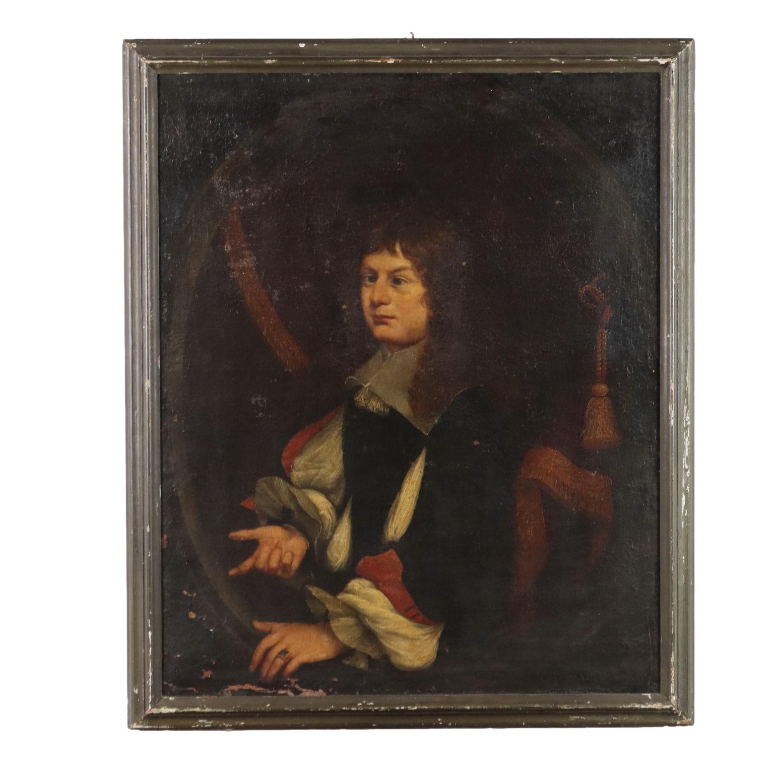 Portrait Painting di Unknown - Dipinto Ritratto di Giovane Nobiluomo XVII  secolo