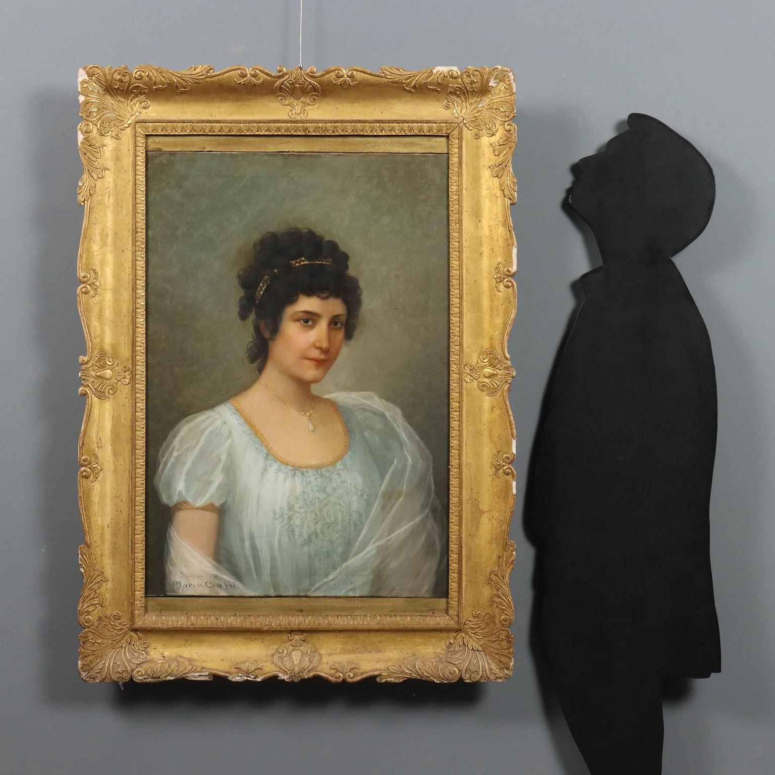 Dipinto Ritratto di Maria Ciaffi fine 800 inizi 900 – Painting von Unknown