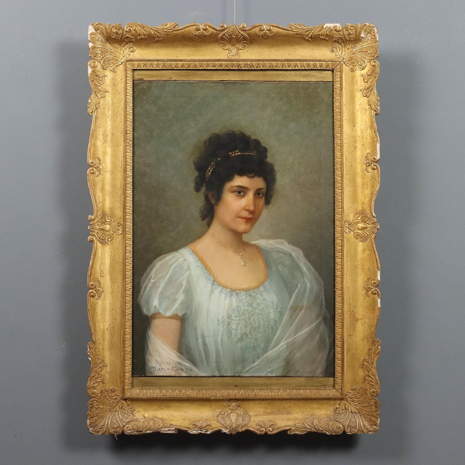 Dipinto Ritratto di Maria Ciaffi fine 800 inizi 900