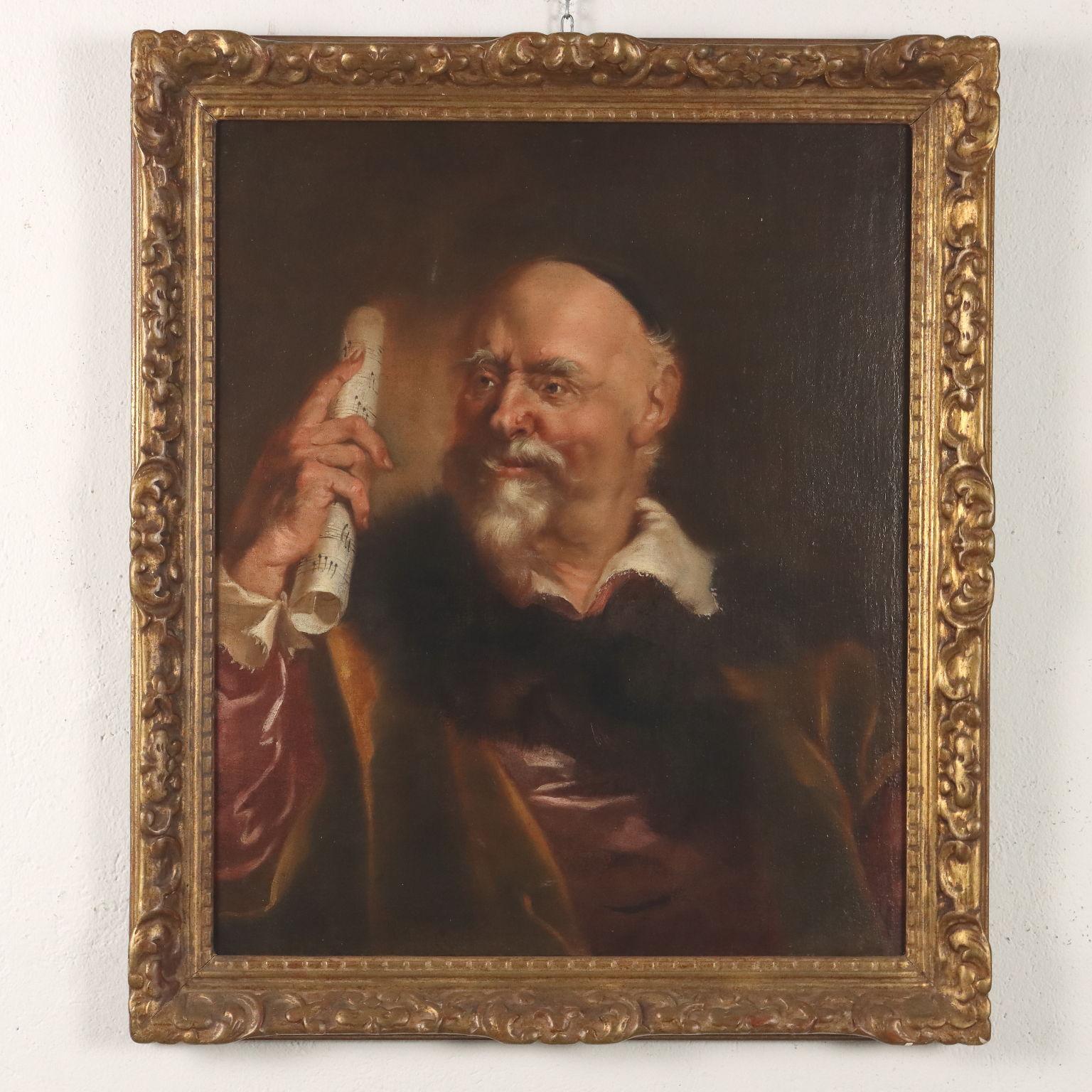 Unknown Portrait Painting - Dipinto Ritratto di Musicista XVIII-XIX secolo