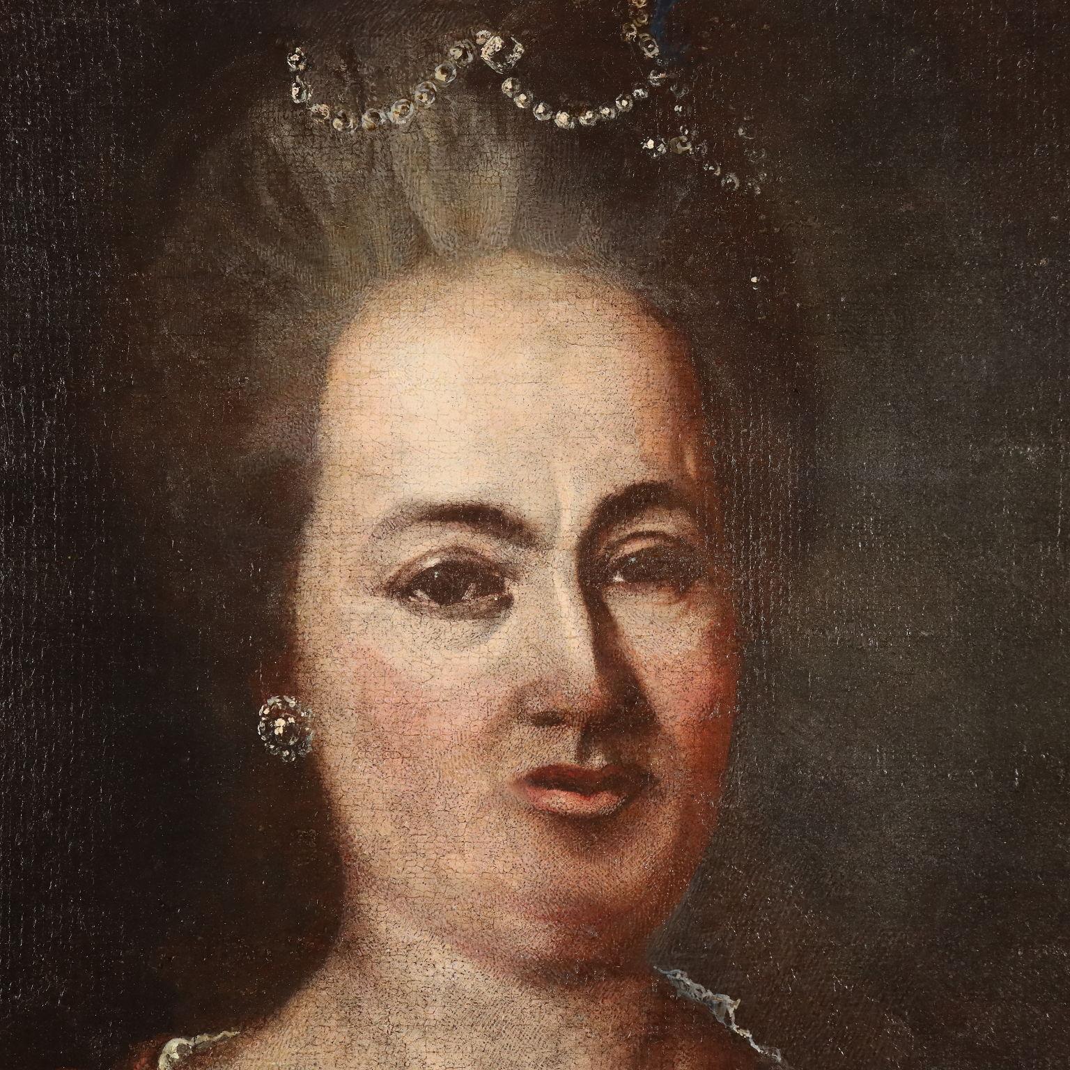 Dipinto Ritratto di Nobildonna XVIII secolo - Portrait Painting Brown de Unknown