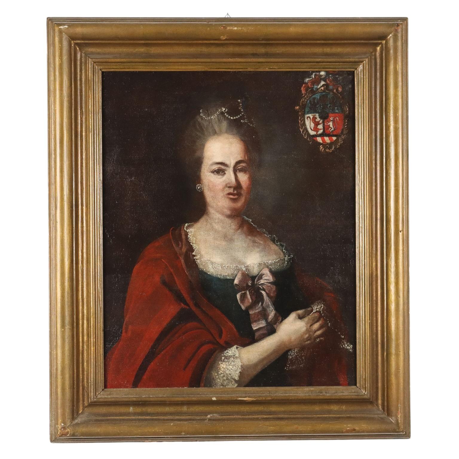Portrait Painting de Unknown - Dipinto Ritratto di Nobildonna XVIII secolo