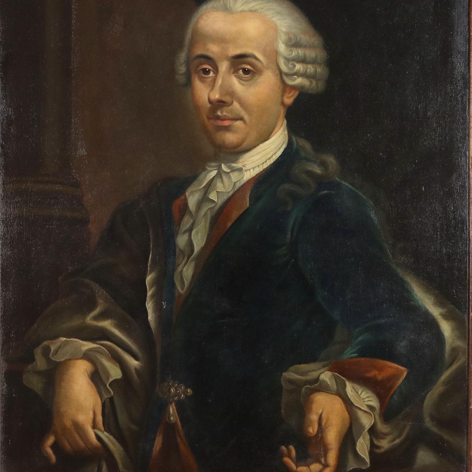 Dipinto Ritratto di Nobiluomo XVIII secolo - Portrait Painting Black di Unknown