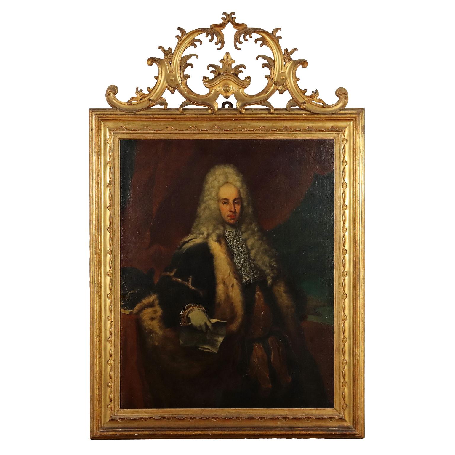 Unknown Portrait Painting - Dipinto Ritratto di Nobiluomo XVIII secolo