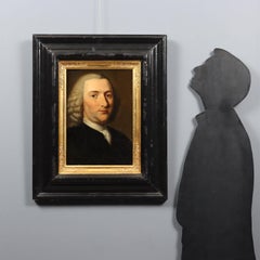 Painting Portrait of Petrus Camper Oil on panel. Dutch school 18th century