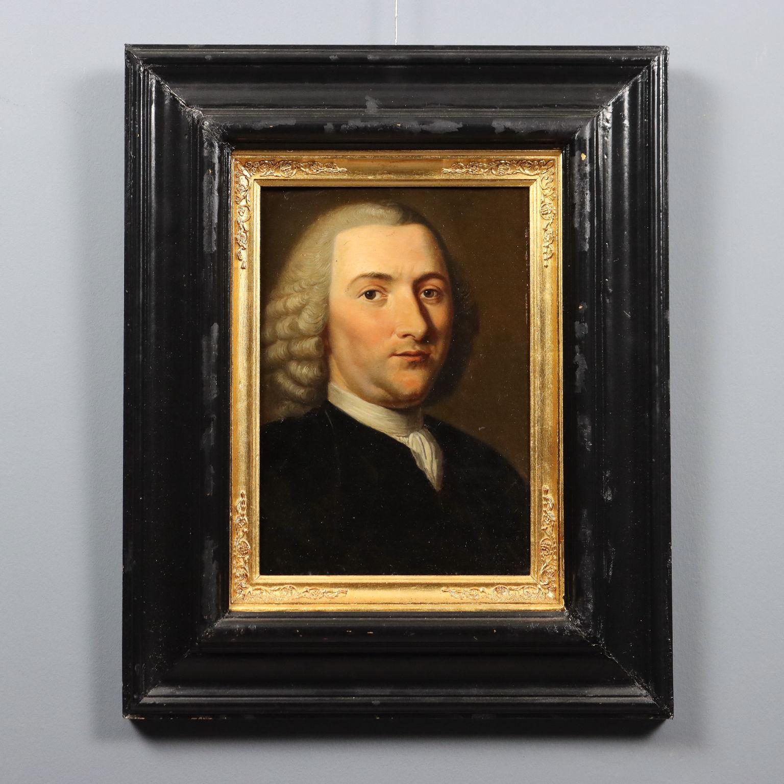 Unknown Portrait Painting – Gemälde Porträt von Petrus Camper Öl auf Platte. Holländische Schule 18. Jahrhundert