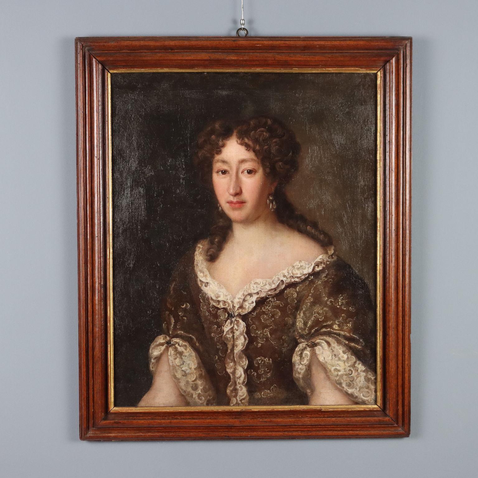Portrait Painting de Unknown - Dipinto Ritratto Femminile nello Stile di Jakob Ferdinand Voet fine 600