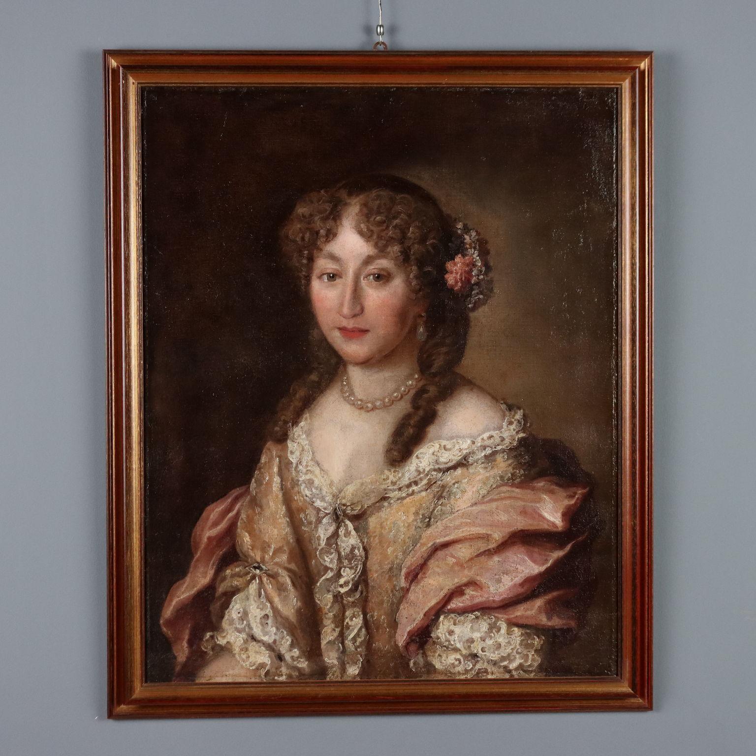 Dipinto Ritratto Femminile Nello Stile di Jakob Ferdinand Voet fine600 inizi 700