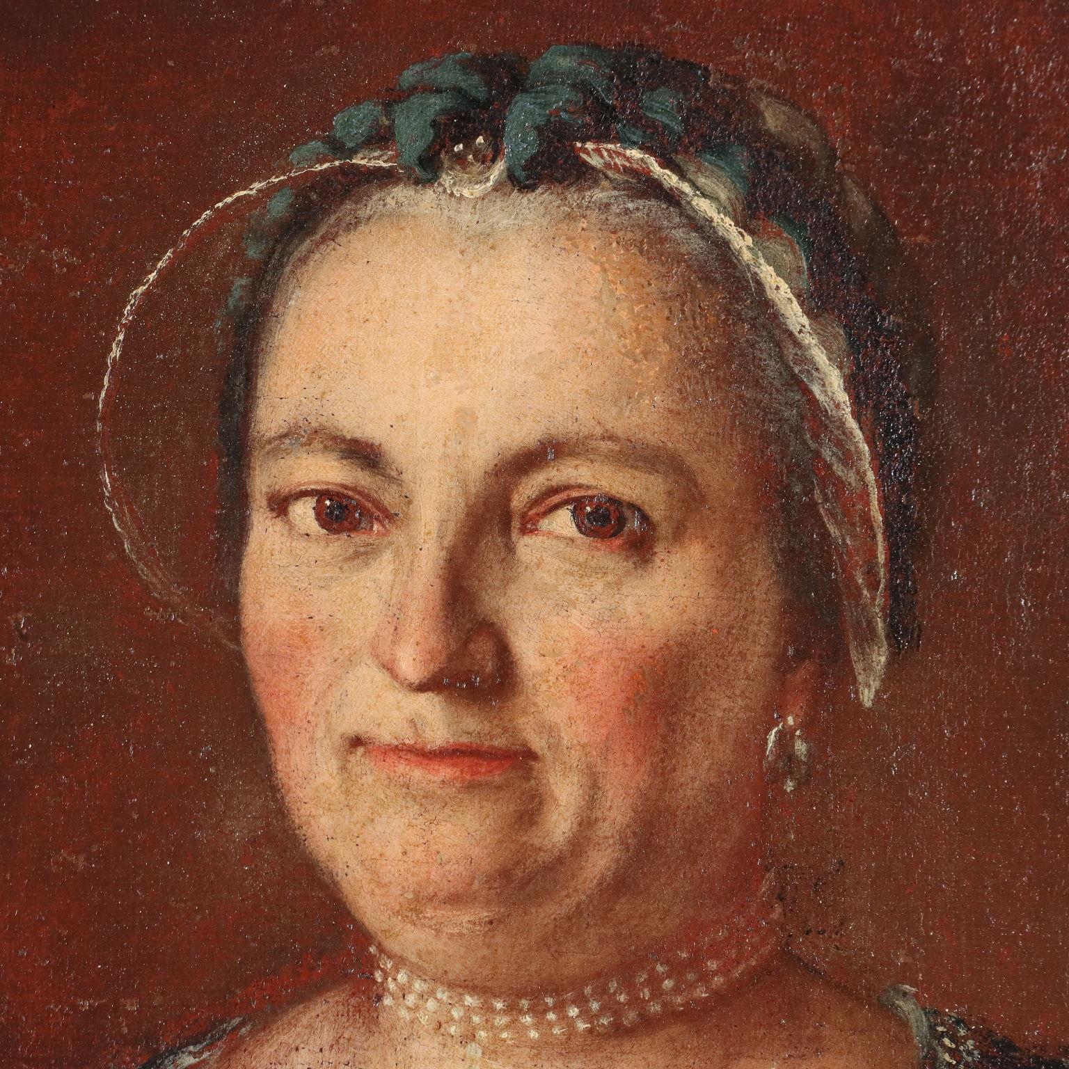 Dipinto Ritratto Femminile XVIII secolo - Portrait Painting Black di Unknown