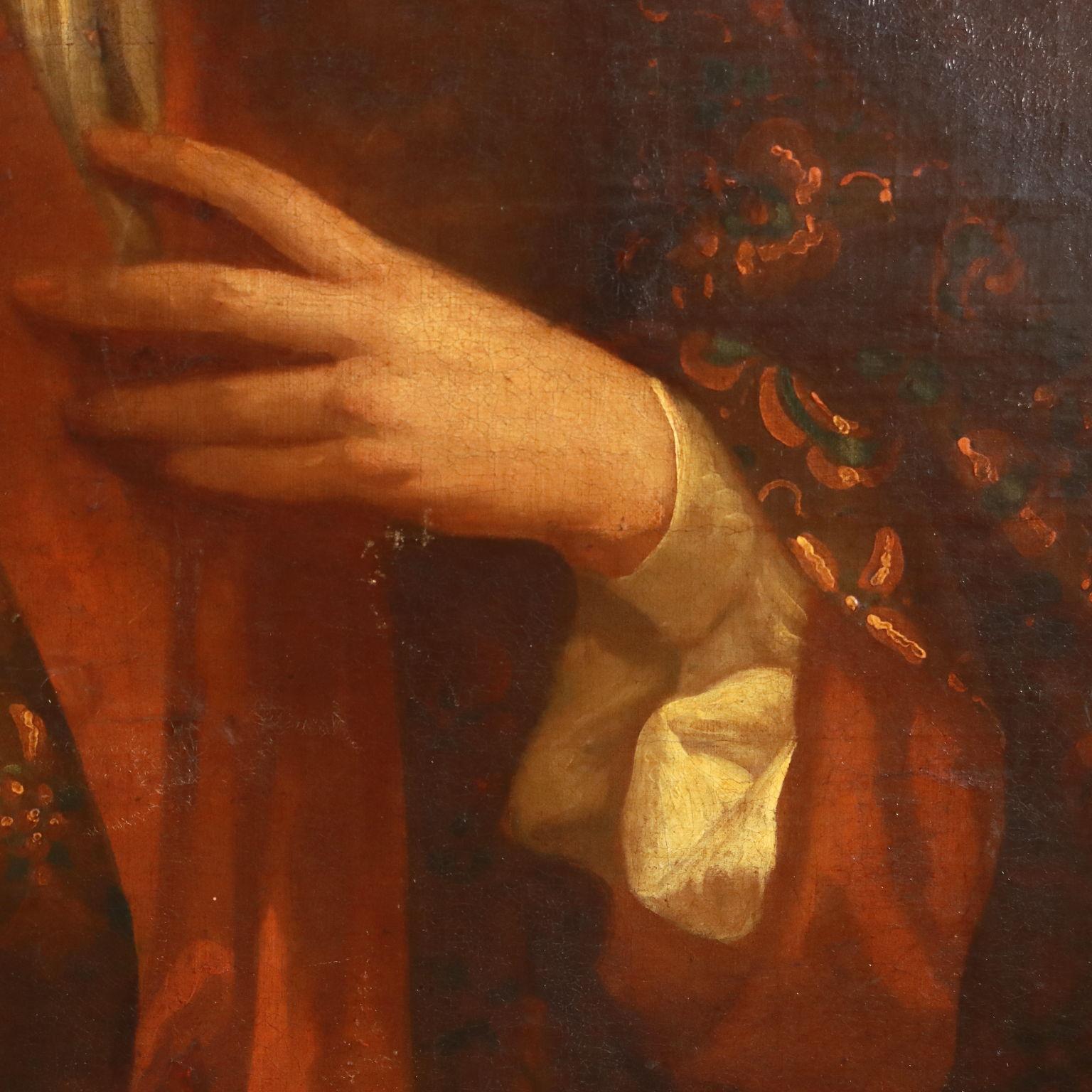 Dipinto Ritratto maschile con Veste a Fiori, XVIII secolo For Sale 2