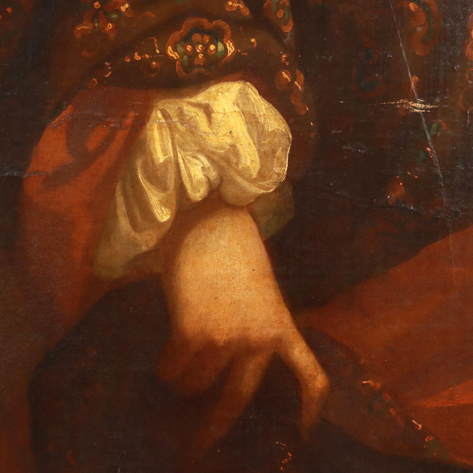 Dipinto Ritratto maschile con Veste a Fiori, XVIII secolo For Sale 3