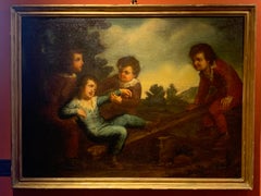 Rococo painting with frame by 18th-century Venetian school oil on canvas 