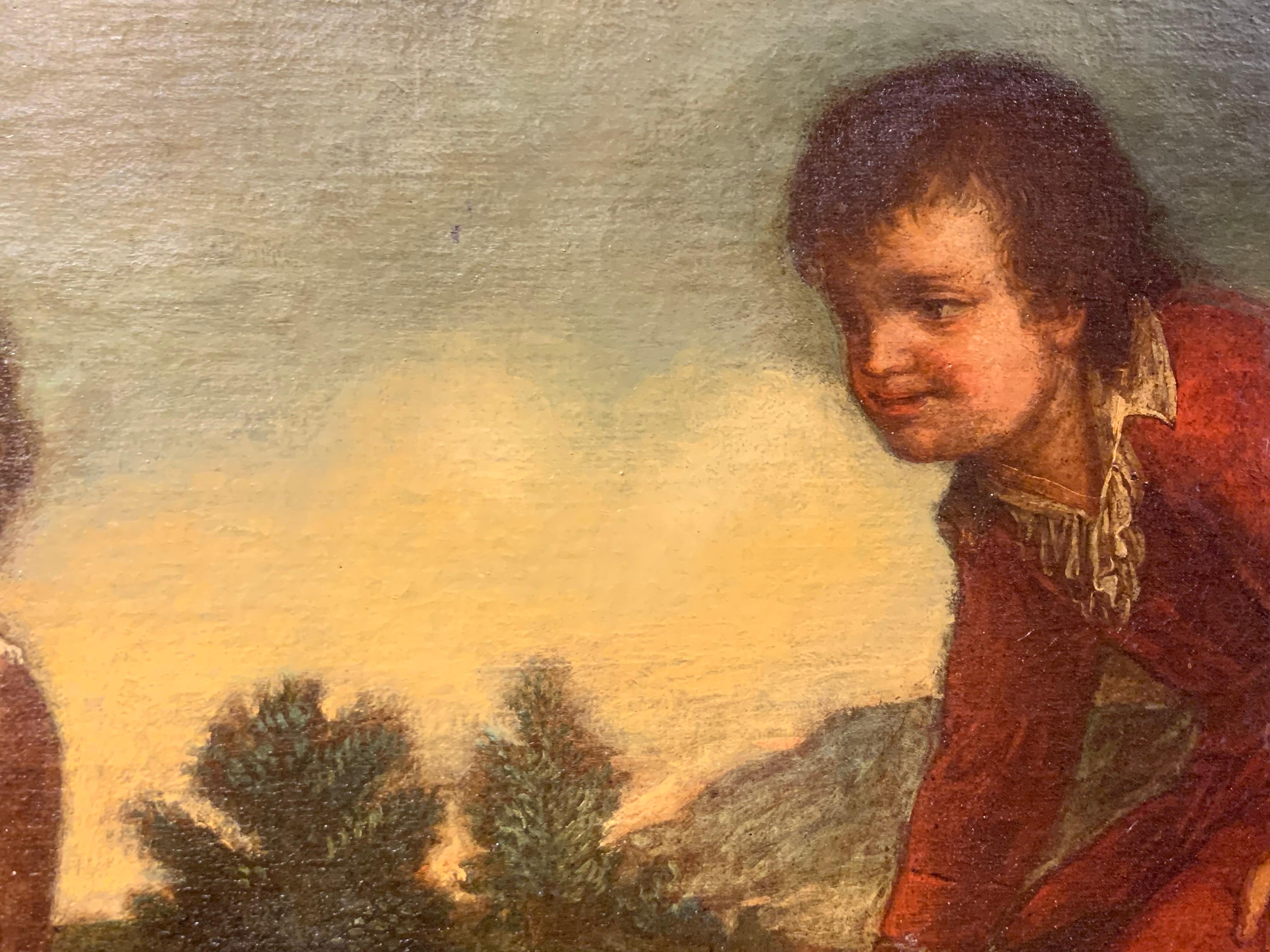 Peinture figurative rococo vénitienne scène de genre du 18ème siècle avec cadre - Pink Portrait Painting par Unknown