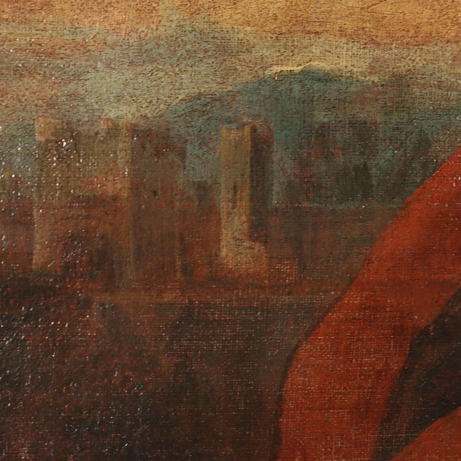 Dipinto Sacra Famiglia con Santi XVII-XVIII secolo For Sale 3