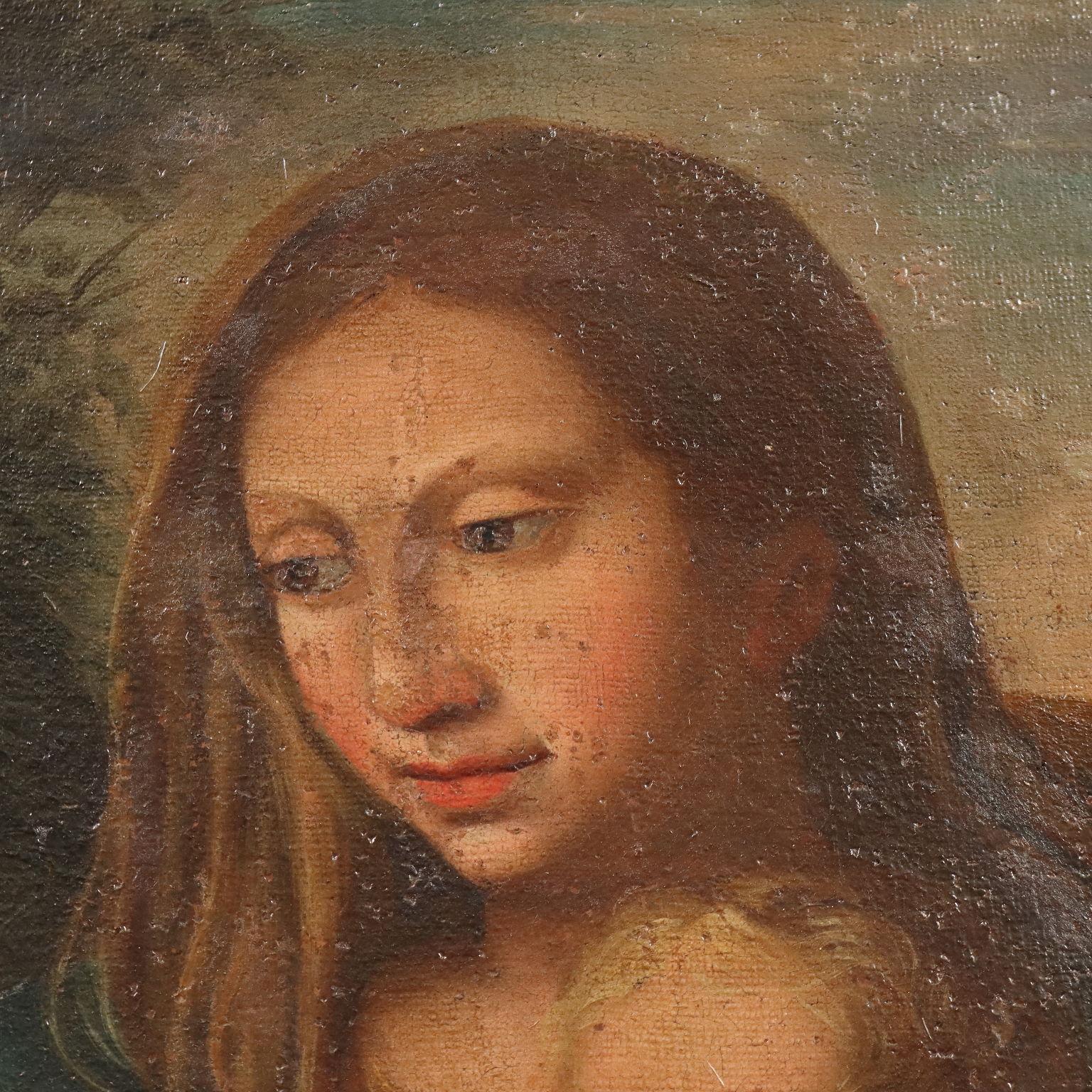 Dipinto Sacra Famiglia con Santo Francescano XVII-XVIII secolo im Angebot 1