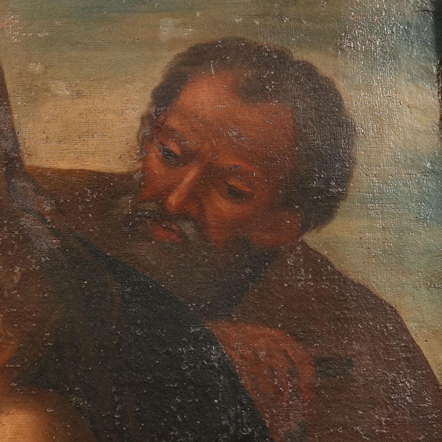 Dipinto Sacra Famiglia con Santo Francescano XVII-XVIII secolo im Angebot 2