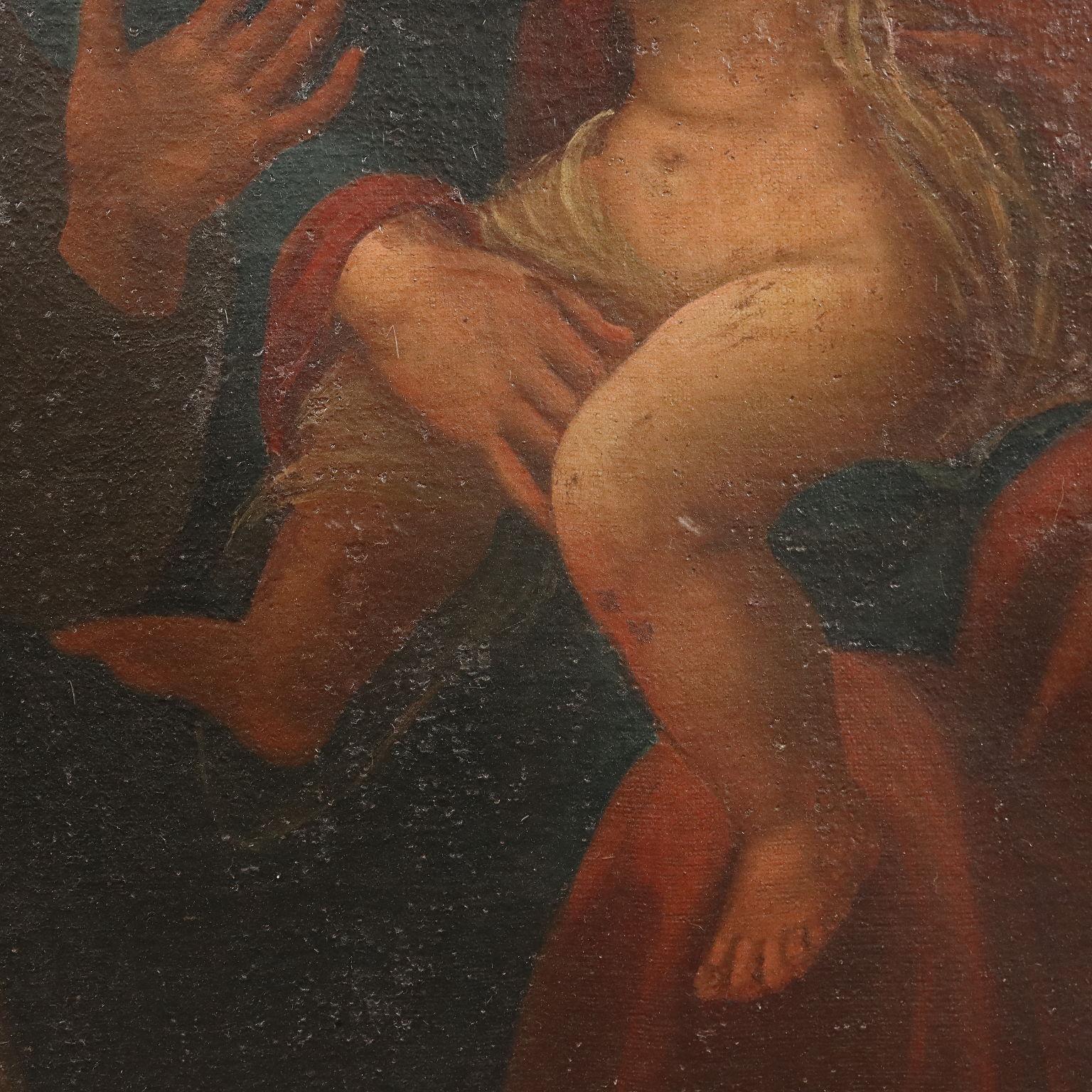 Dipinto Sacra Famiglia con Santo Francescano XVII-XVIII secolo im Angebot 3