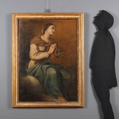 Pintura Santa en oración siglo XVII