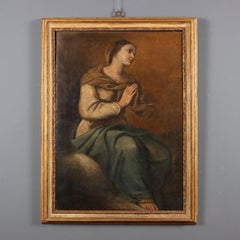 Pintura Santa en oración siglo XVII