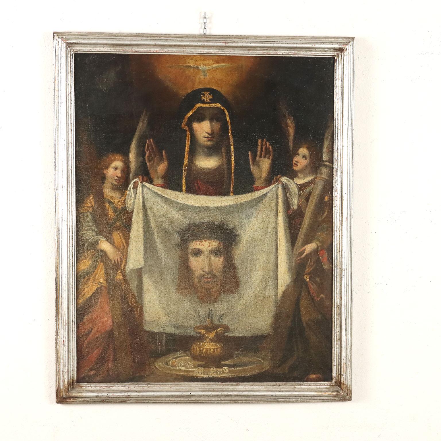 Unknown Figurative Painting – Gemälde der Heiligen Veronika und des Heiligen Schleiers 1600