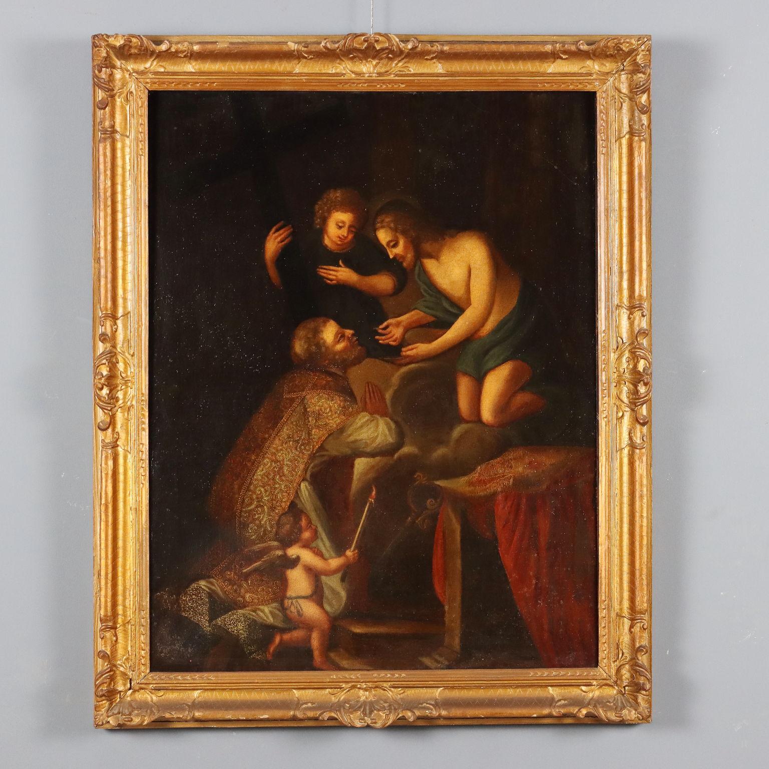 Painting Holy Bishop Receives Communion from Jesus 17th century