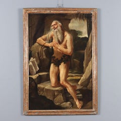 Dipinto Sant'Onofrio Penitente Olio su tela. Scuola centro - italiana XVII secol
