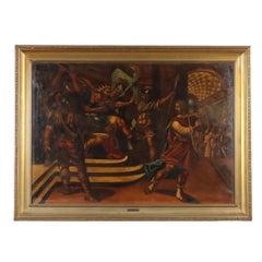 Dipinto Scena Biblica. Davide che suona l'Arpa XVII secolo