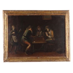 Escena pintada con jugadores de cartas Siglo XVIII