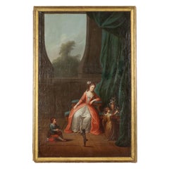 Dipinto Scena di Interno con Figure XIX secolo