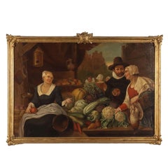 Painting Market Scene 20th century