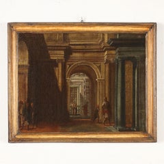 Dipinto Scorcio di Architetture con Figure XVIII secolo
