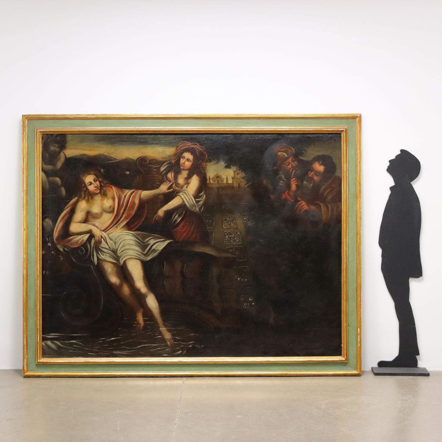Painting Susanna and the Old Men 17th-18th century - Black Figurative Painting by Unknown