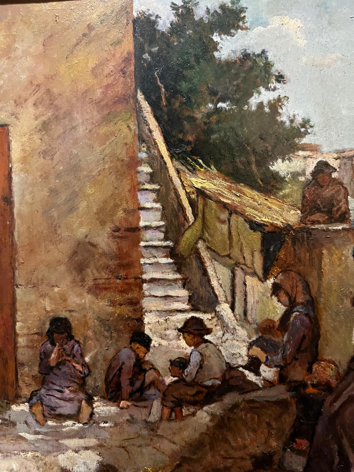 The author of this painting is unknown, but it can be ascribed to an artist who looked to the art of the previous century, specifically we see references to Verismo (as inferred from the clean and unartificial composition of the genre scene chosen