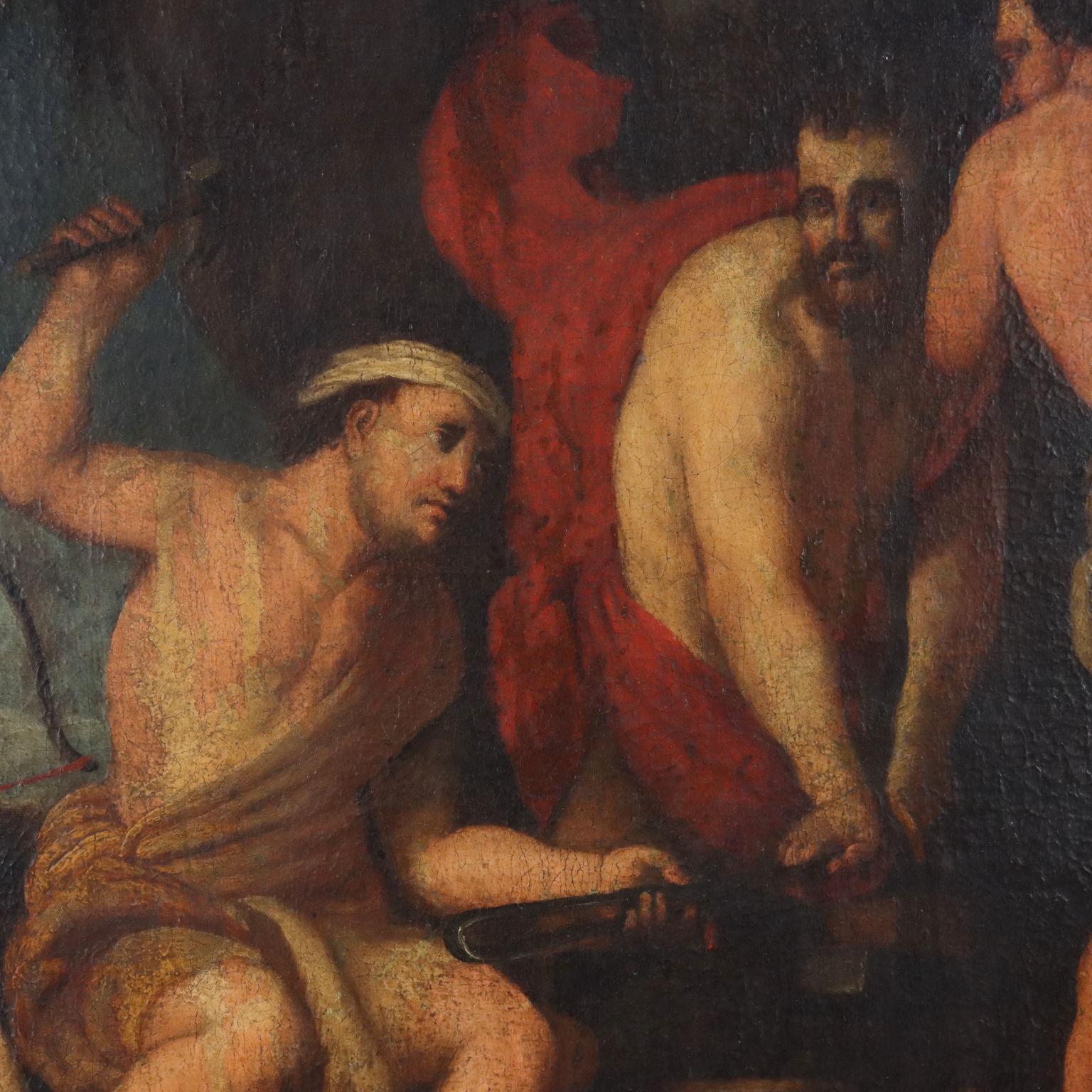 Painting Venus in the Forge of Vulcan 17th century For Sale 2