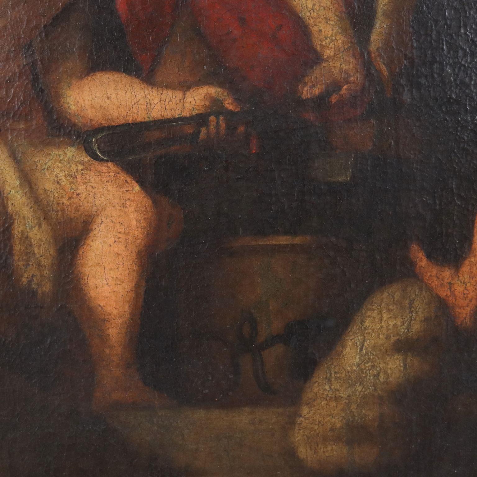 Painting Venus in the Forge of Vulcan 17th century For Sale 4